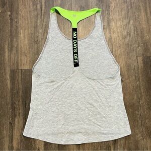 Forever 21 Gray Neon Green Racer Back Tank Top T-Shirt Women Activewear Size XS